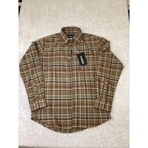 Local Boy Outfitters Zeigler Stretch Flannel Brown Plaid Shirt L150055 Mens S